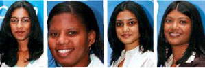 From Universities in KwaZulu-Natal the following women qualified for the GPFT programme (from left): Trisha Naidoo, who graduated with a BSc Honours (Electrical Engineering specialising in Digital Communications and Control Systems); Thembile Khumalo has graduated with a BSc Honours (Computer Science); Alexandria Badal, who graduated with a BSc (Statistics) degree; Chantal Bhagirathy, who graduated with a BSc (Computer Science) and BCom degree Business Management and Honours in Marketing.